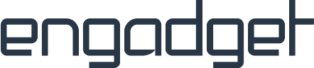 Engadget logo in dark blue text on a transparent background.