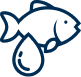 Outline of a fish with a water droplet.