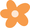 Simple illustration of an orange flower with five petals.