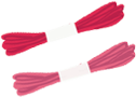 Two pink bundles of thread tied with white bands.