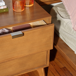 Ariel angle of modern, 2-drawer dresser.