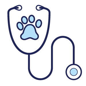 Stethoscope with a blue paw print in the chest piece.