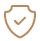 Simple brown shield icon with a checkmark in the center.