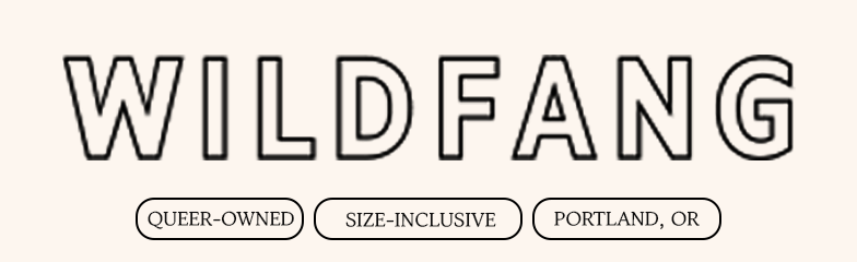 The word Wildfang above three tags: Queer-Owned, Size-Inclusive, and Portland, OR.
