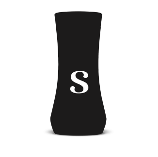 Black silhouette of a salt shaker with an 'S' on it.
