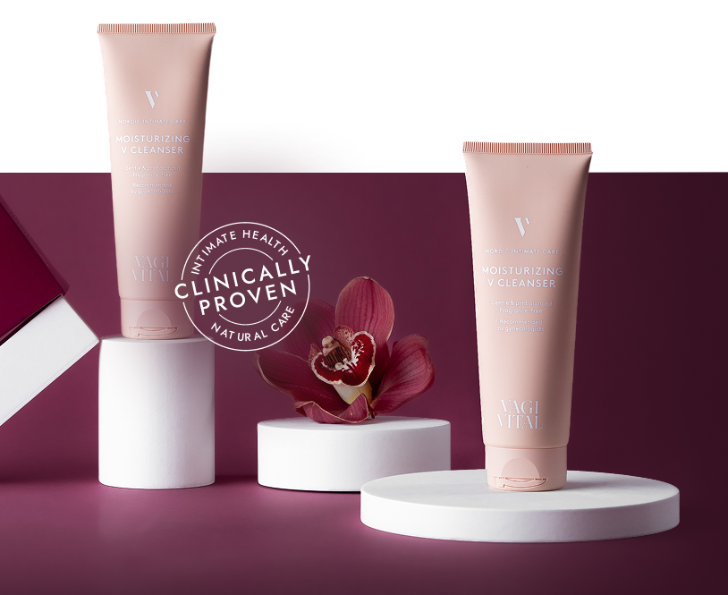 Two tubes of moisturizing cleanser with a flower and text 'Clinically Proven.'