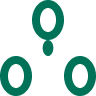 A green icon with three rings and one dot in a triangular formation.