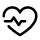 A black outline of a heart with a heartbeat EKG line inside.