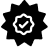 A black, starburst-shaped icon with a smaller badge and a checkmark inside.