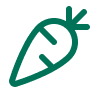 A simple, dark green line-art icon of a carrot on a white background.