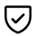 A black outlined icon of a shield with a checkmark inside.