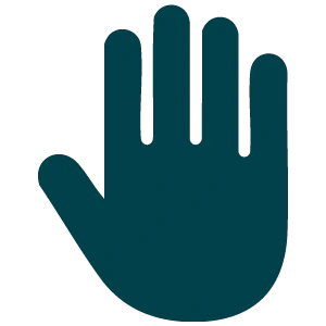 Silhouette of an open hand with fingers spread.