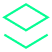 A glowing green icon of a diamond shape stacked on top of a V-shape.