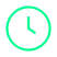 A simple green icon of a clock face.