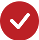 Red circle with a white check mark inside.