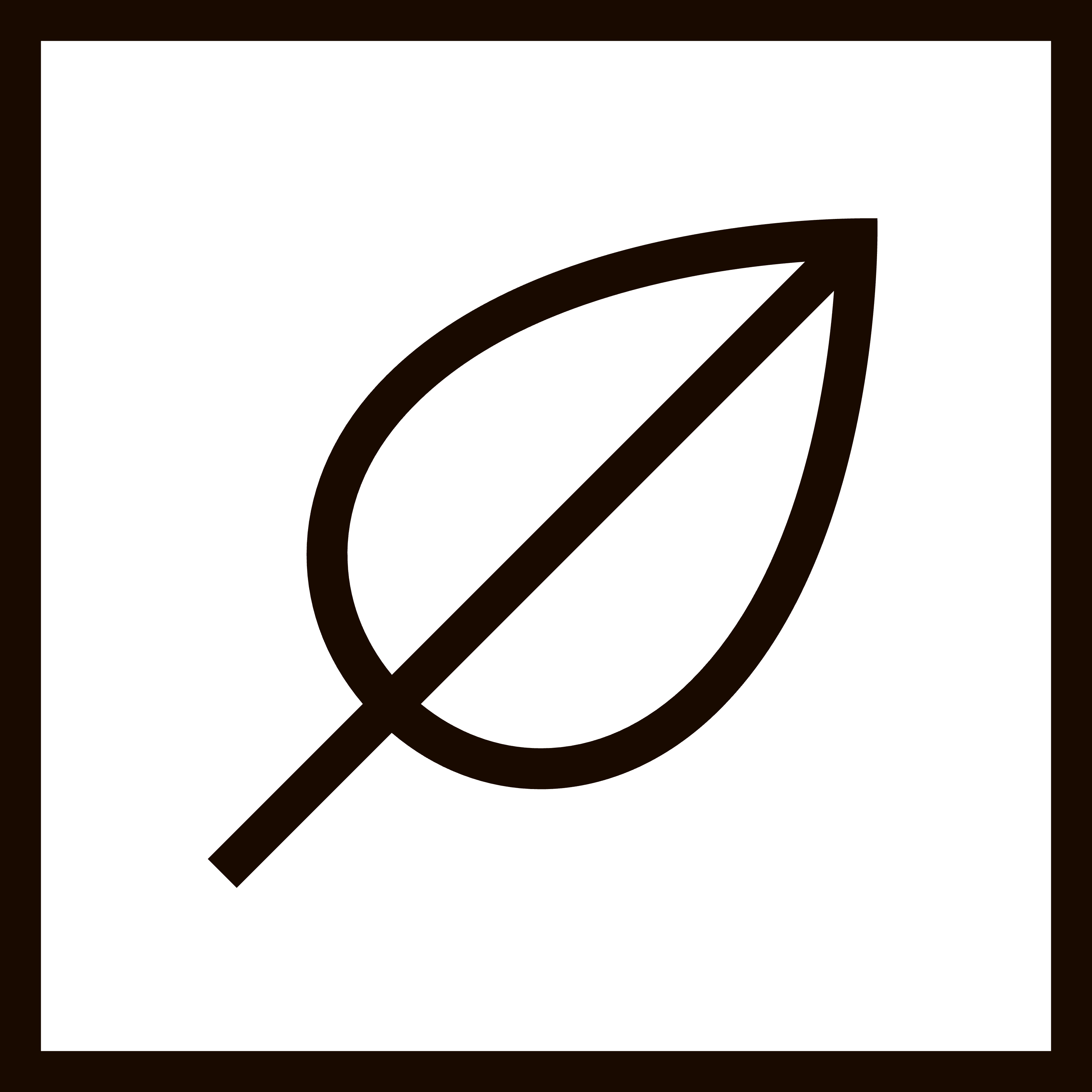 Simple line drawing of a leaf inside a square.