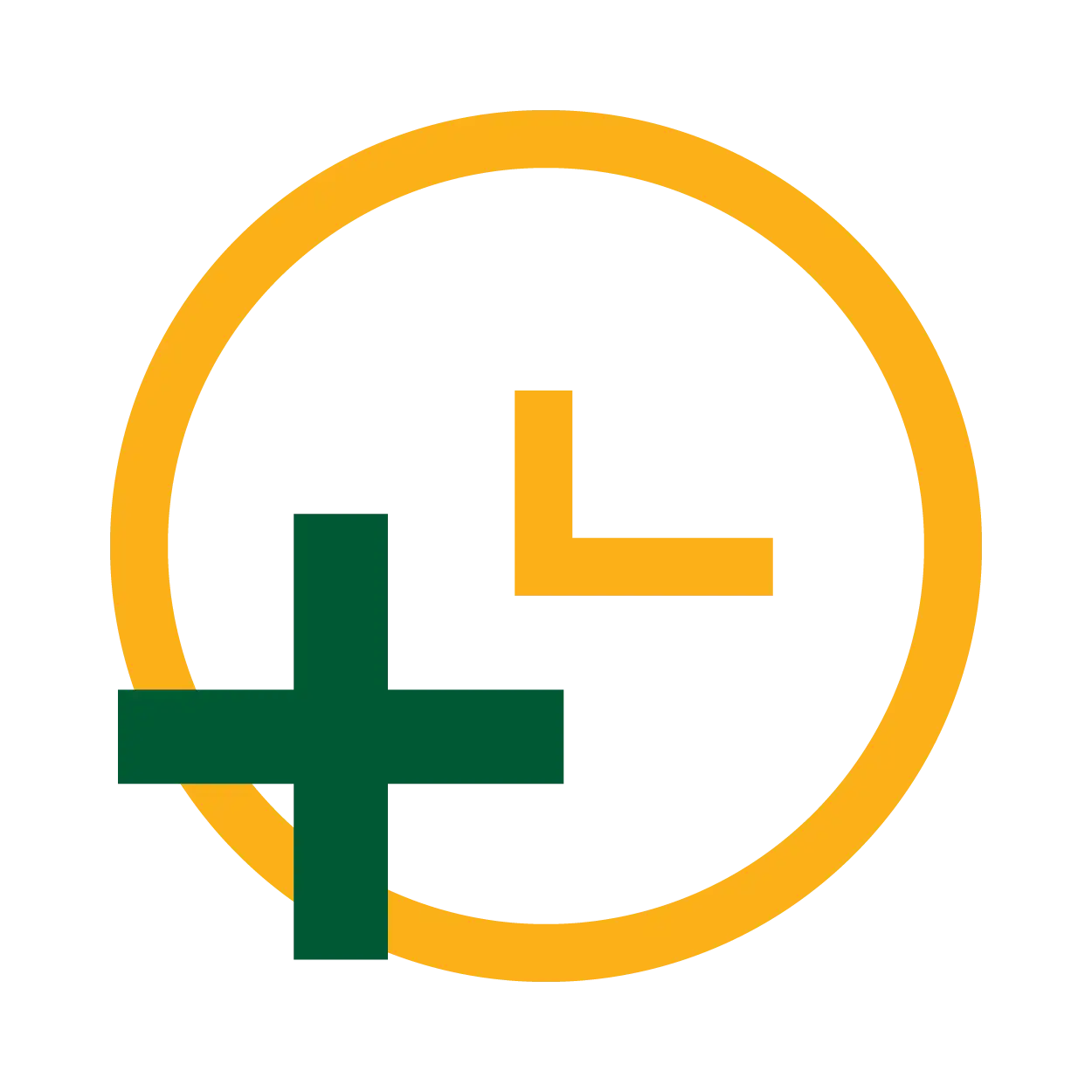 A graphic icon of a yellow circle with a green plus sign and yellow L-shaped hands.