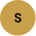 A blurry, tan circular icon with a black letter 'S' in the center.