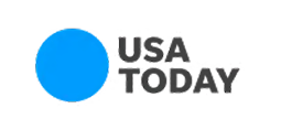 The logo for USA TODAY, featuring a blue circle next to the publication's name in dark gray text.