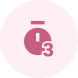 A pink icon of a clock or timer with the number 3 on a light pink circular background.