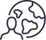 Silhouette of a person with a globe in the background.