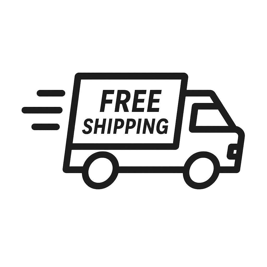 Icon of a delivery truck with 'Free Shipping' text.