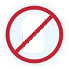 Silhouette of a garden gnome with a red cross over it.