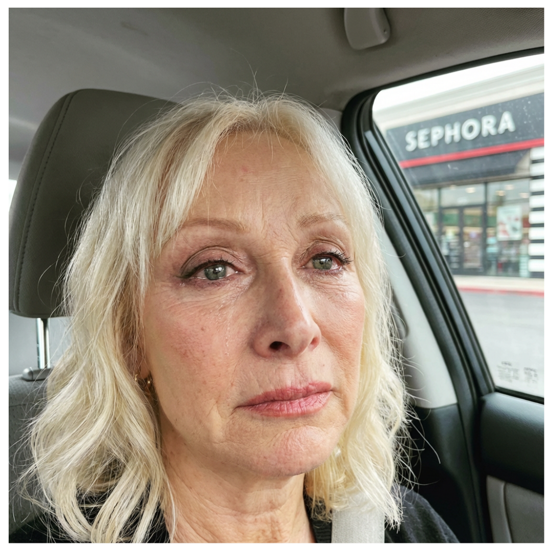 Sad woman looking in mirror