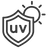 Icon of a shield with 'UV' and a sun symbol.