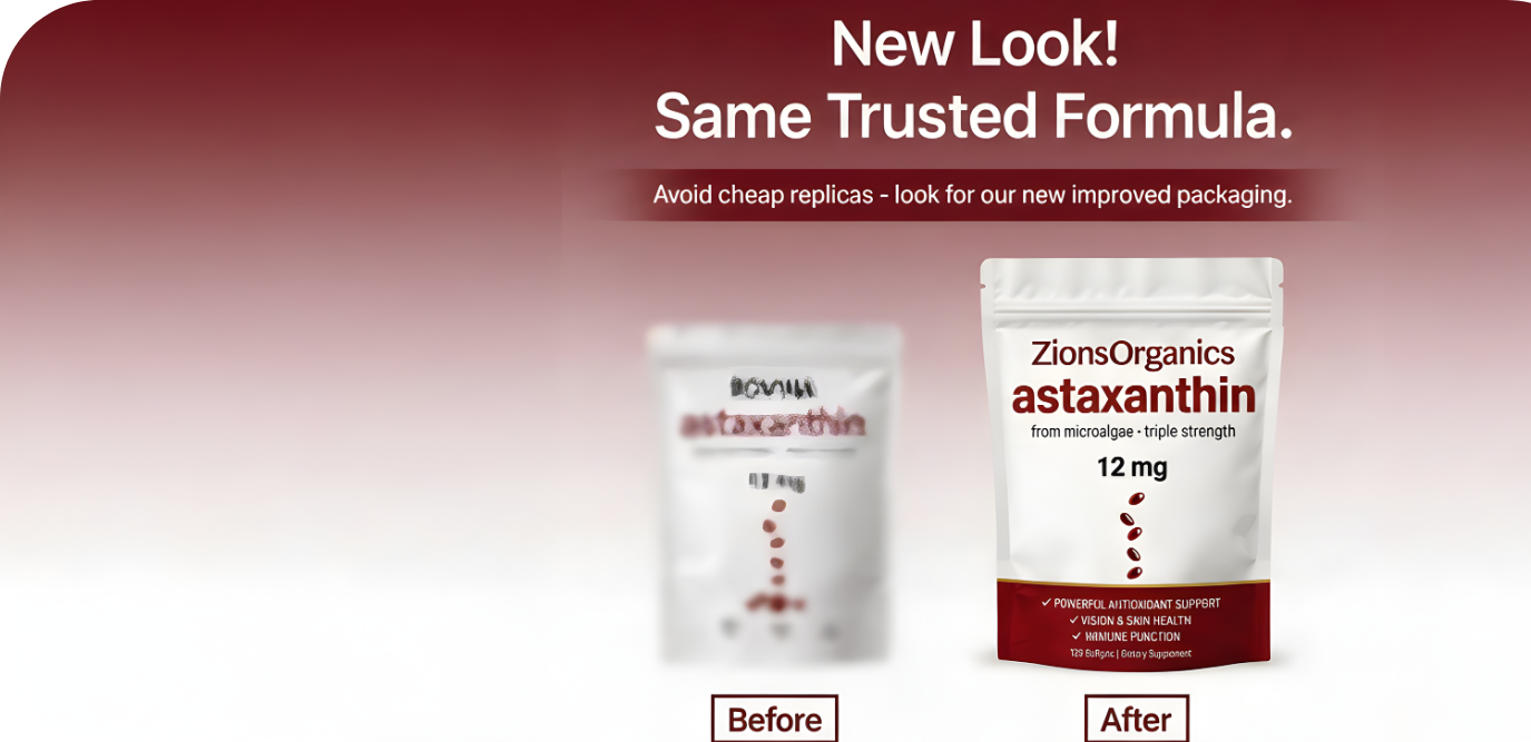 Woman holding a bottle of Zeria Drops with eyes closed, against a blue background.