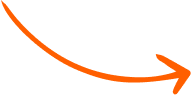 Curved orange arrow pointing downwards and to the right on a transparent background.