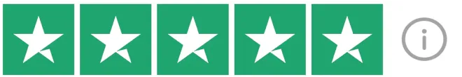 Four green stars and an information icon.