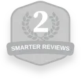 Silver badge with number 2 and laurel leaves, labeled 'Smarter Reviews.'