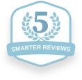 Badge with number 5 and ‘Smarter Reviews’ text.