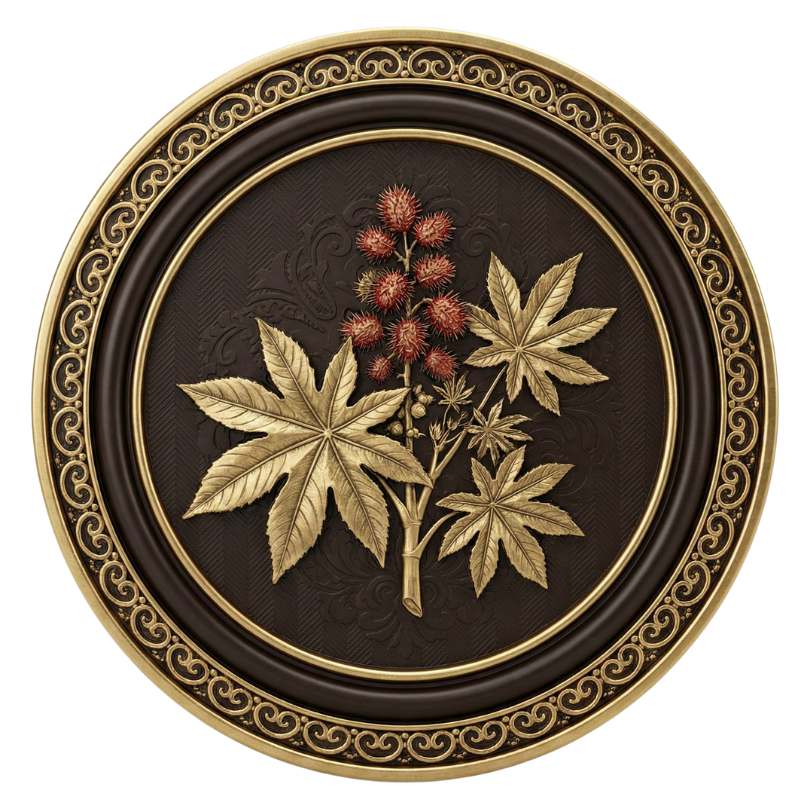Ornate circular plaque with gold leaves and red berries.