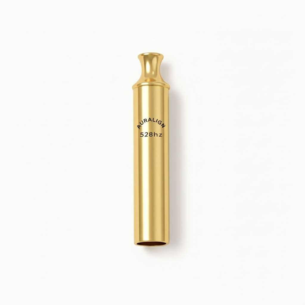 Gold whistle labeled 'AURALIGN 528hz' on a white background.
