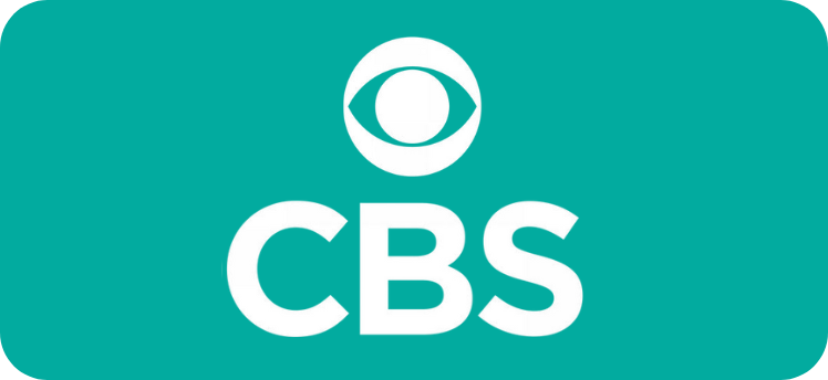 CBS logo with an eye symbol on a teal background.