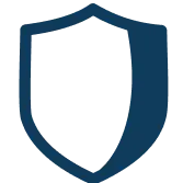 A simple blue shield icon on a white background.