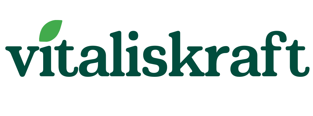The logo features the word 'vitaliskraft' with a leaf over the 'i'.