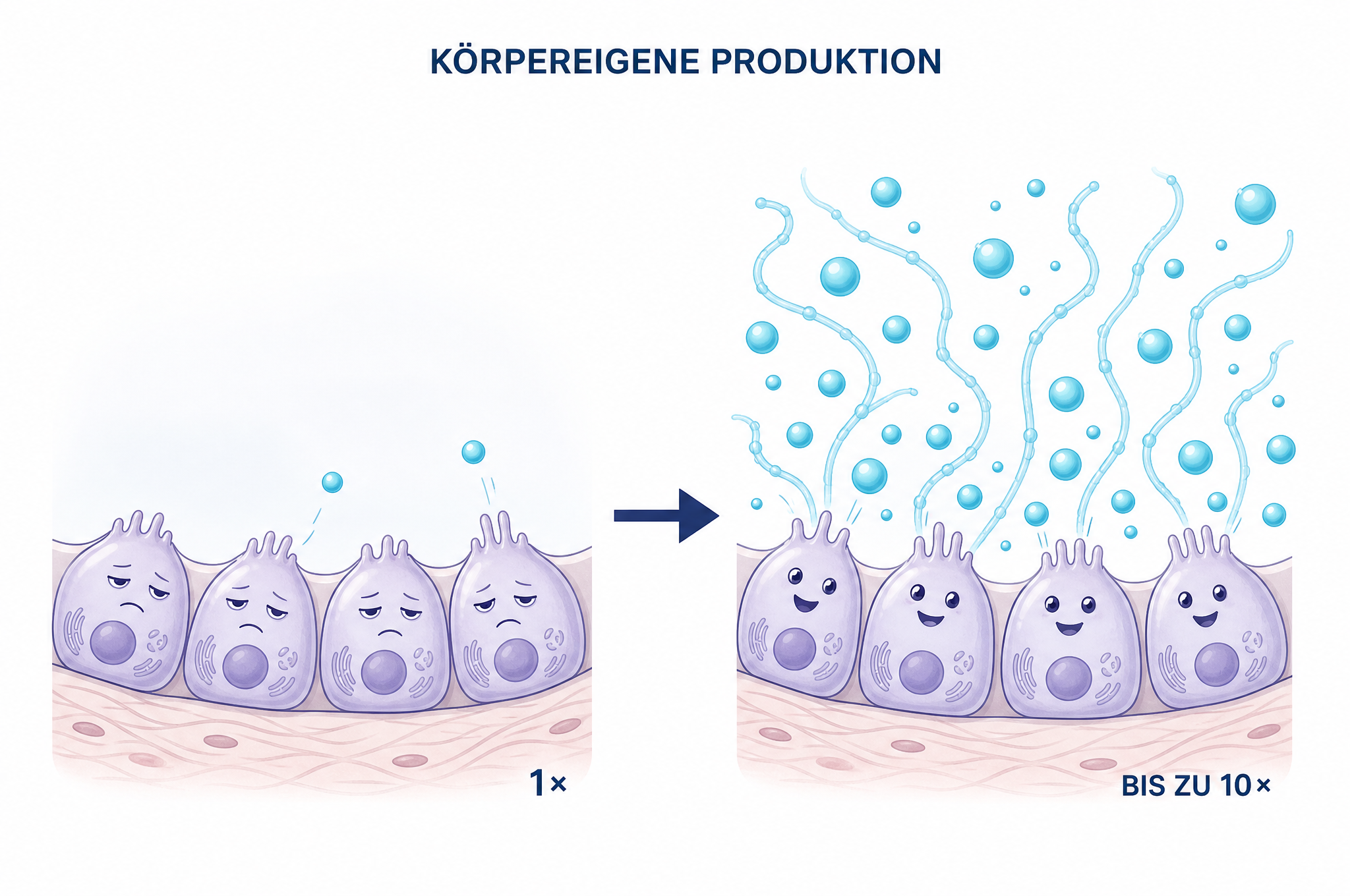 Darstellung der körpereigenen Produktion von Gelenkflüssigkeit – bis zu 10-fach