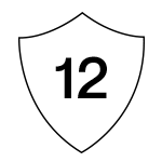 Shield icon with the number 12 inside.