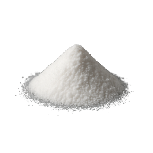 A conical mound of white crystalline powder against a white background.