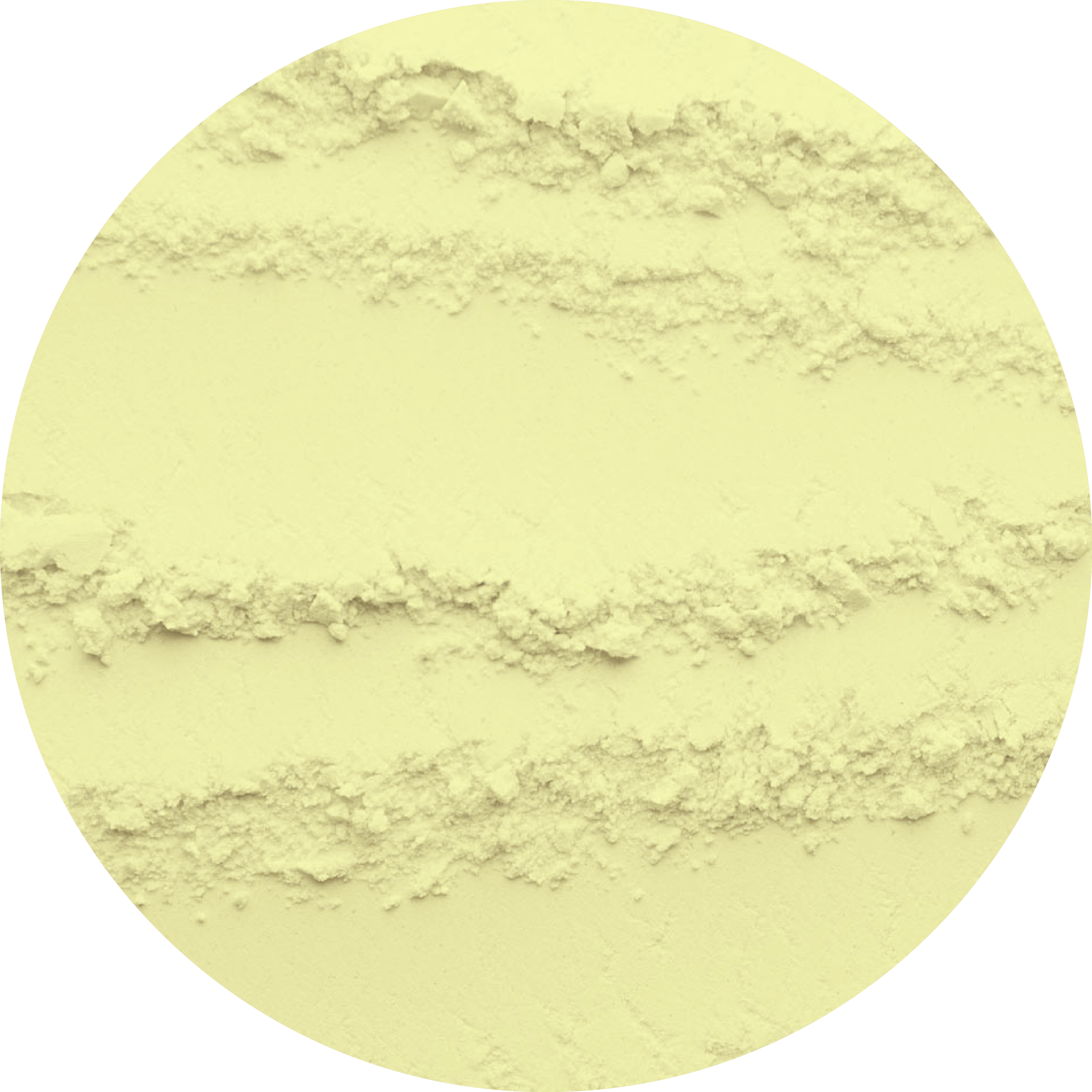 Circular pattern with creamy textured yellow powder.