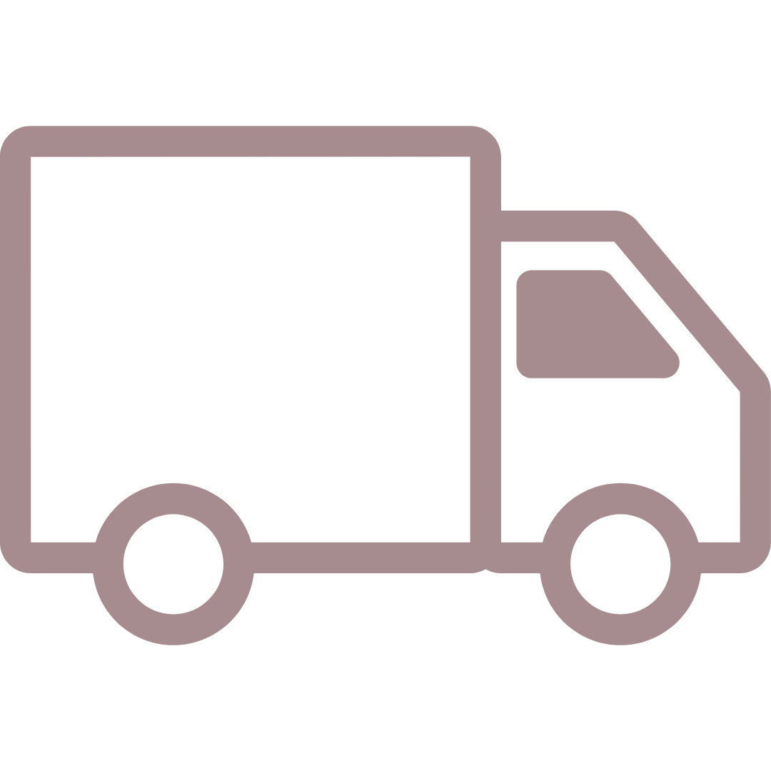 Simple icon of a delivery truck in brown color.