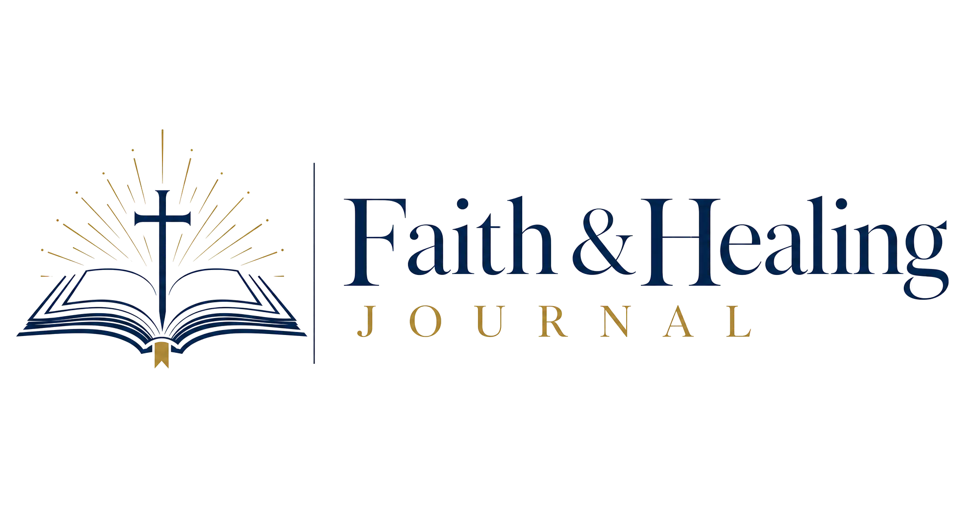 The Faith & Healing Journal logo, featuring a glowing cross rising from an open book.