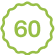Green circular badge with the number 60 inside.