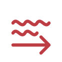 A red icon showing two wavy lines above a horizontal arrow pointing to the right.