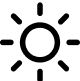 Simple black sun icon with rays on a white background.