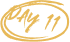 The words 'DAY 11' in a sketchy, hand-drawn orange font, enclosed in a circle.