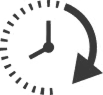 An icon of a clock face with a large, clockwise arrow wrapping around the right side.